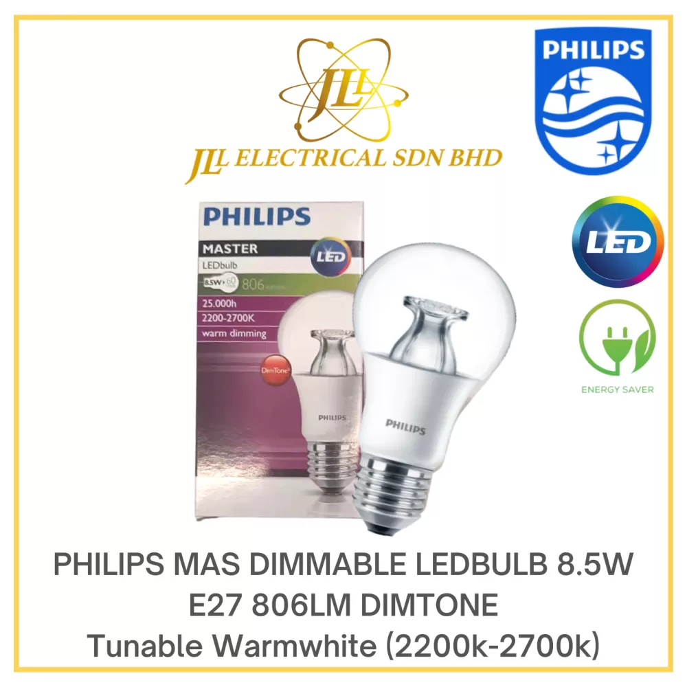 værksted Uberettiget nøje PHILIPS MASTER LED GLS BULB 8.5W E27 A60 806LM DIMMABLE (2200K-2700K)  PHILIPS LIGHTING PHILIPS HID Kuala Lumpur (KL), Selangor, Malaysia  Supplier, Supply, Supplies, Distributor | JLL Electrical Sdn Bhd