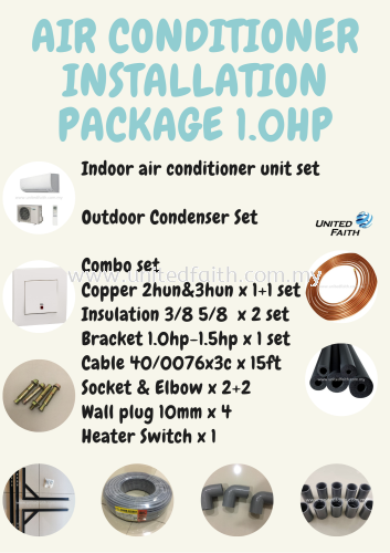 Air Conditioner Installation Package 1.0hp