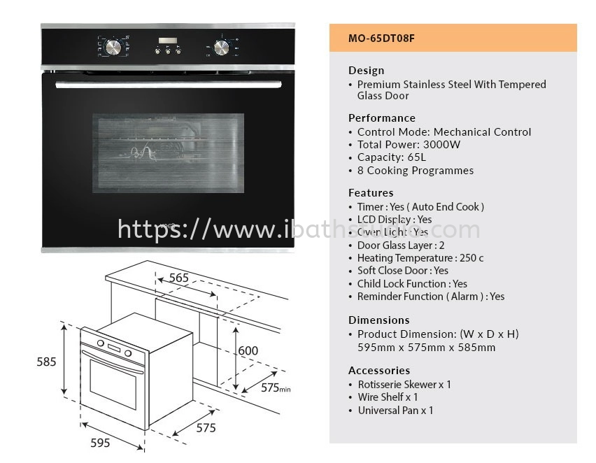 VEES MO-65DT08F BUILT IN OVEN