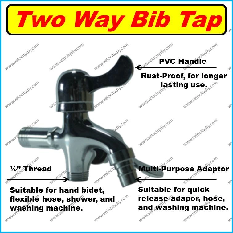 （双用墙出龙头）Two Way Chrome Bib Tap Bidet Water Heater Washing Machine Shower