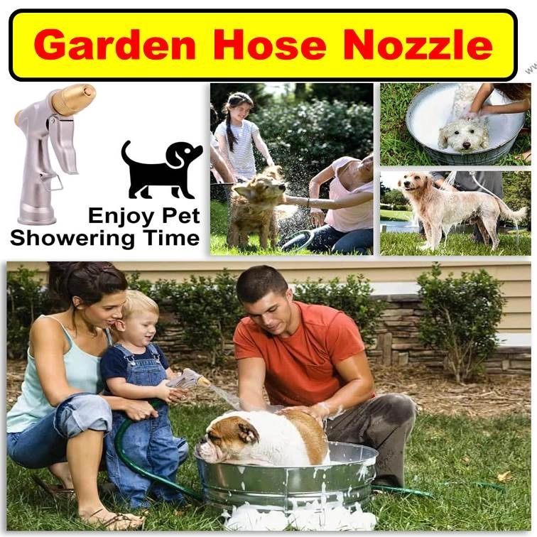 （铜射水枪）Metal Garden Hose Nozzle Heavy Duty Spray Gun Metal Sprayer Brass for Car Washing Plants Watering Pets