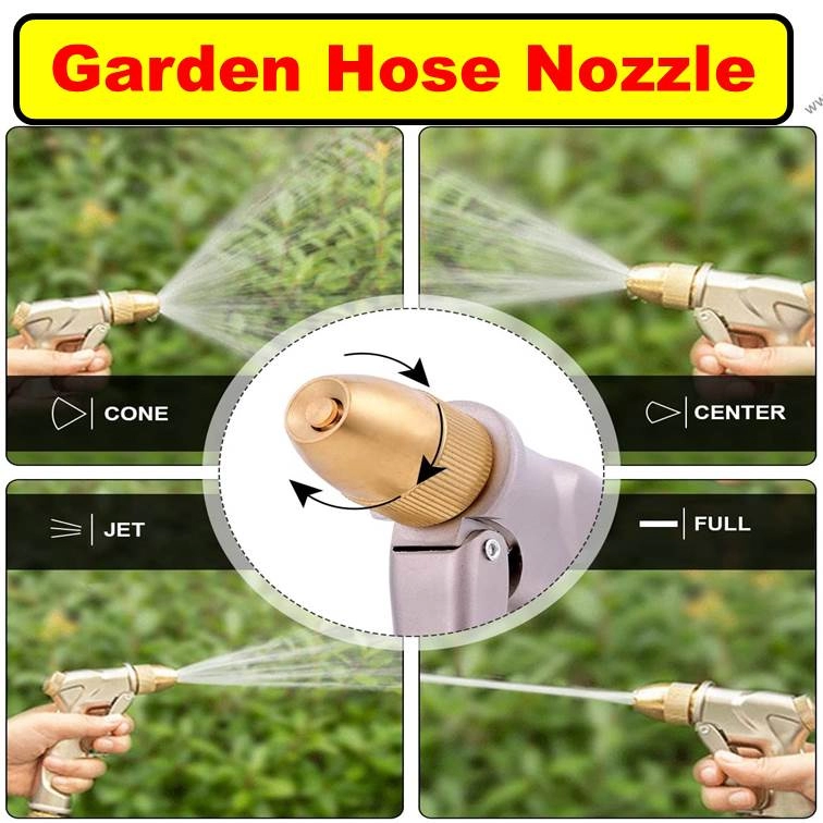 （铜射水枪）Metal Garden Hose Nozzle Heavy Duty Spray Gun Metal Sprayer Brass for Car Washing Plants Watering Pets