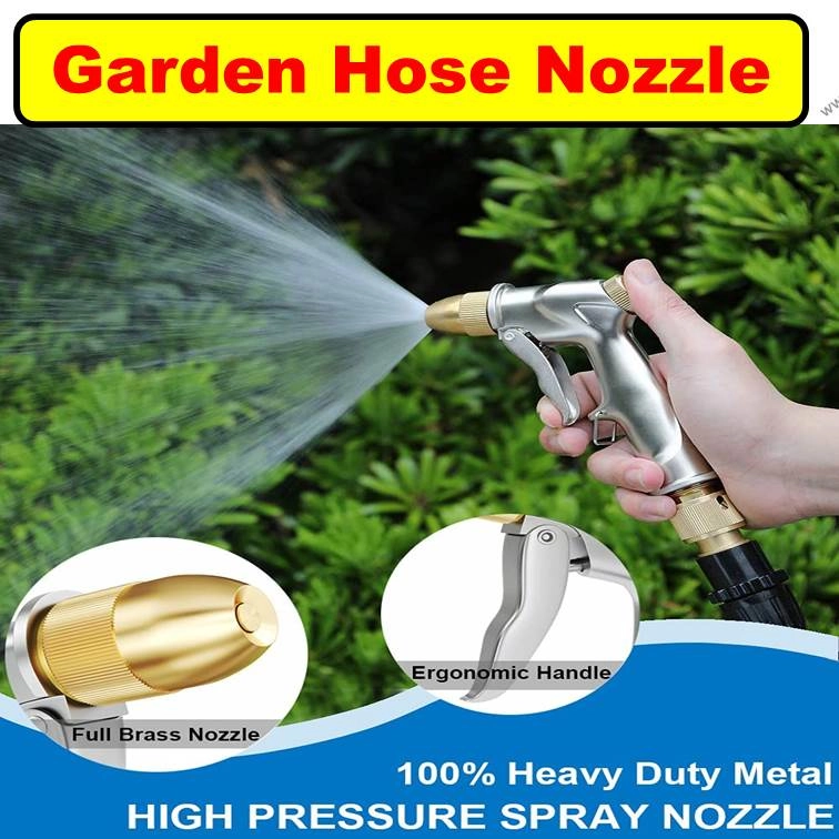 （铜射水枪）Metal Garden Hose Nozzle Heavy Duty Spray Gun Metal Sprayer Brass for Car Washing Plants Watering Pets