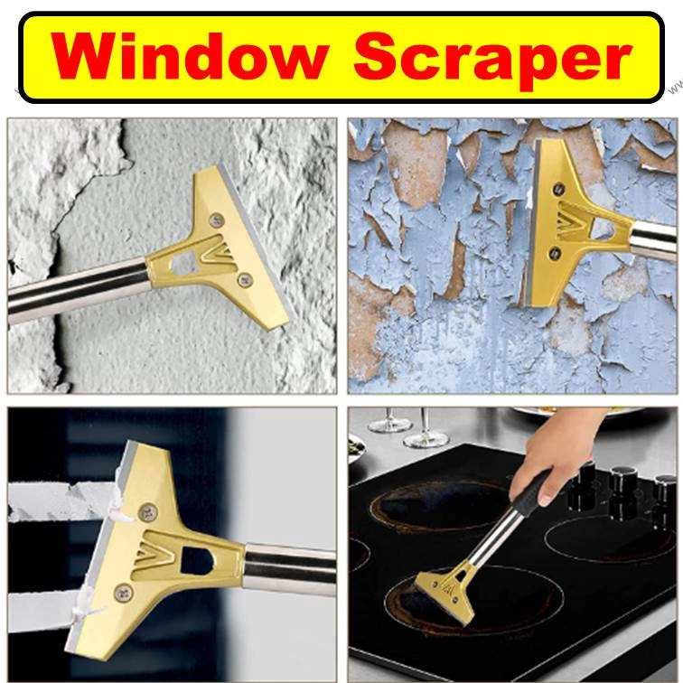 （铲子）Short Long Handle Large Cleaning Scraper Metal Blades for Remove Paint Stickers Caulk Labels Glass Window