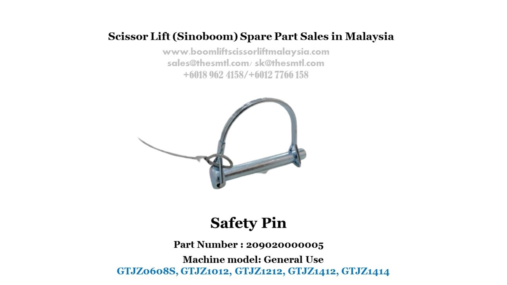 Scissor Lift Spare Part- Safety Pin Part No.: 209020000005