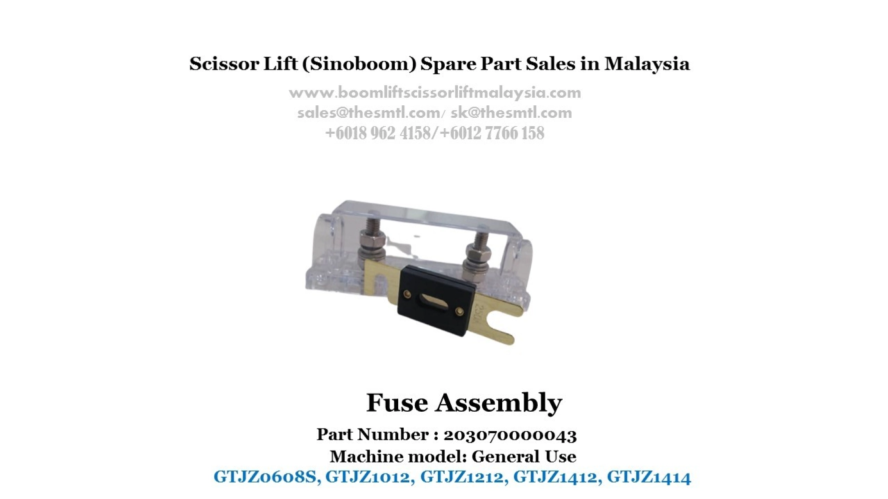 Scissor Lift Spare Part- Fuse Assembly Part No.: 203070000043