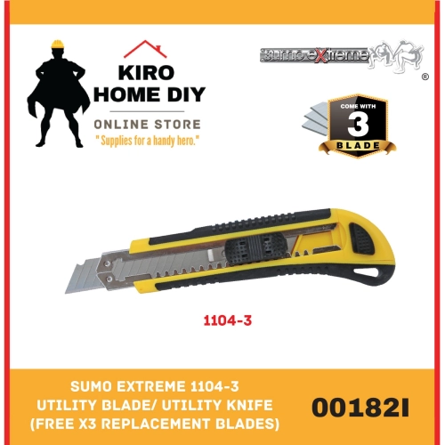 SUMO EXTREME 1104-3 Utility Blade/ Utility Knife (Free x3 Replacement Blades) - 00182I