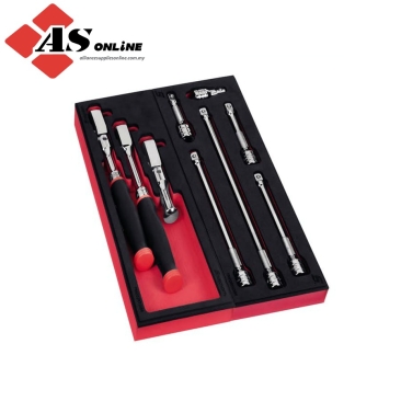 SNAP-ON 9 pc 3/8" Drive Flex Head Ratchet and Extension Foam Set (Red) / Model: 209RATEXFR01