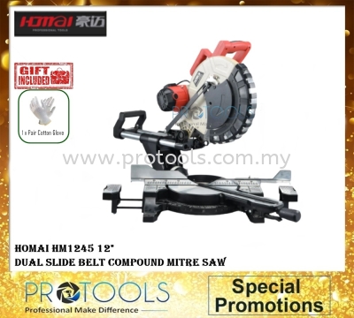 HOMAI HM1245 12" Dual Slide Belt Compound Mitre Saw