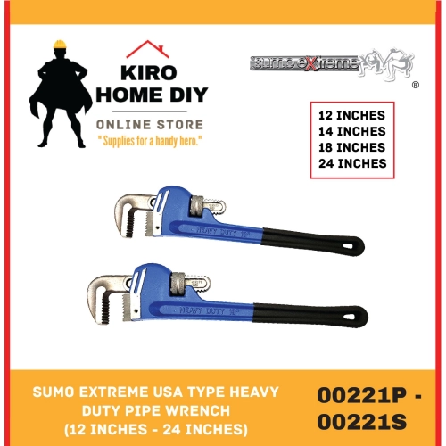 SUMO EXTREME USA Type Heavy Duty Pipe Wrench (12 Inches - 24 Inches) - 00221P/ 00221Q/ 00221R/ 00221S