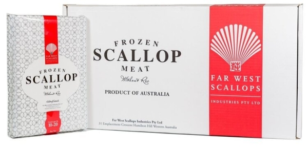 Far West Scallop size 10/20, 20/30, 20/40, 40/60, Pieces 2kg Commercial Pack Scallops (Sashimi / Non Sashimi Grade) Singapore Supplier, Distributor, Importer, Exporter | Arco Marketing Pte Ltd