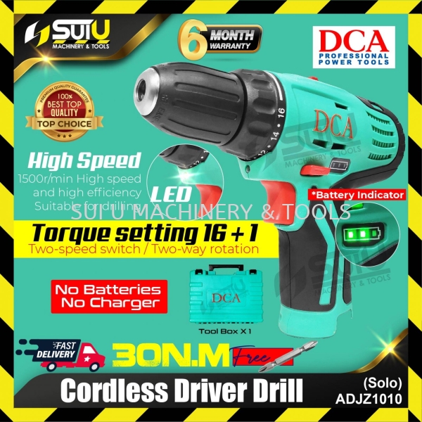 DCA ADJZ1010Z / ADJZ10-10Z 12V Cordless Driver Drill 30NM 1500RPM (SOLO - No Batt & Charger) Cordless Drill Cordless Power Tools Power Tool Kuala Lumpur (KL), Malaysia, Selangor, Setapak Supplier, Suppliers, Supply, Supplies | Sui U Machinery & Tools (M) Sdn Bhd