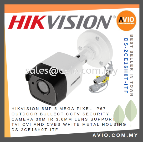 Hikvision 5MP 5 Mega Pixel IP67 Outdoor Bullet 30m IR CCTV Security Camera 3.6mm Metal TVI CVI AHD CVBS DS-2CE16H0T-ITF(C) TVI ANALOG CAMERA HIKVISION Johor Bahru (JB), Kempas, Johor Jaya Supplier, Suppliers, Supply, Supplies | Avio Digital