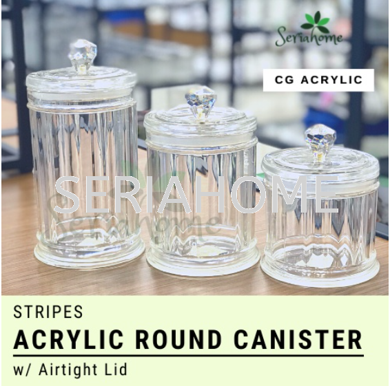 Acrylic Round Canister Airtight w/ Handle Plain-(S/M/L) Food Jars & Canisters Malaysia, Negeri Sembilan, Nilai Supplier, Suppliers, Supply, Supplies | SERIAHOME (M) SDN BHD