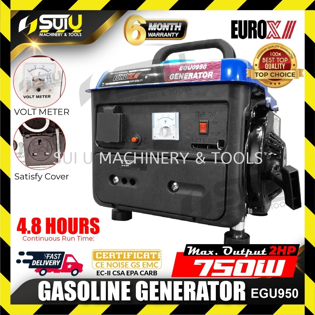 SET A] EUROX EGU950 2HP 4.2L 2-Stroke Gasoline Generator 3600rpm 750W Generator  Kuala Lumpur (