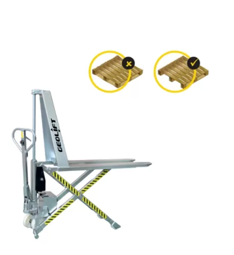 1 ton GEOLIFT Electric Stainless Steel Scissor Lift Pallet Truck (Germany Hydraulic Pump System)