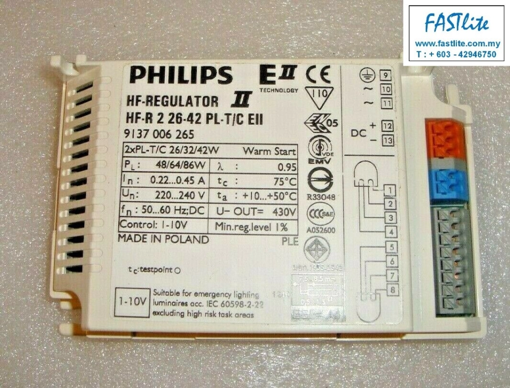 Philips HF-R 2 X 26-42 PL-T/C EII 220-240V 50/60Hz Electronic Ballast  HARD-TO-FIND LAMPS Kuala Lumpur (KL), Malaysia, Selangor, Pandan Indah  Supplier, Suppliers, Supply, Supplies | Fastlite Electric Marketing
