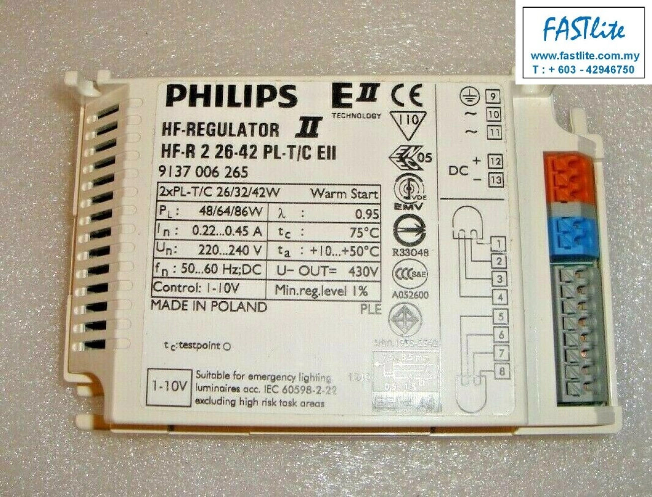 Philips HF-R 2 x 26-42 PL-T/C EII 220-240V 50/60Hz Electronic Ballast