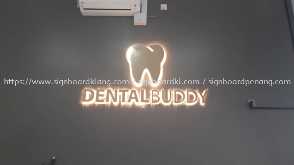 dental buddy clinic indoor 3d led backlit stainless steel gold mirror signage signboard at klang kuala lumpur shah alam puchong kepong subang kota kemuning sunway STAINLESS STEEL BOX UP LETTERING Klang, Malaysia Supplier, Supply, Manufacturer | Great Sign Advertising (M) Sdn Bhd