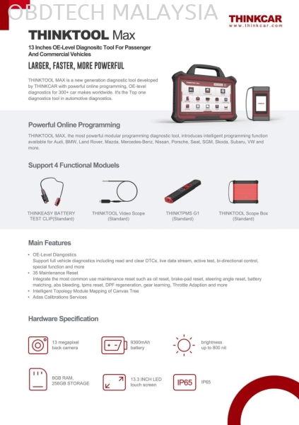 Thinktool Max Malaysia Online Programming Scantool ThinkCar Professional Diagnostic Scanner Melaka, Malaysia Supplier, Suppliers, Supply, Supplies | OBD Automotive Technology Sdn Bhd