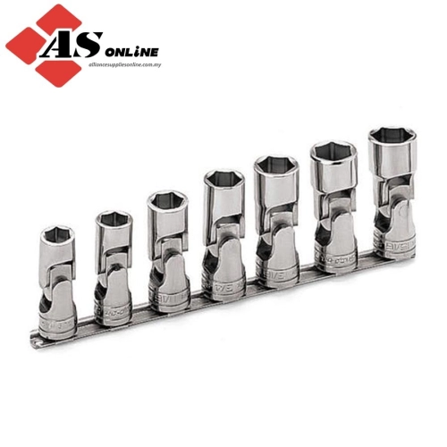 SNAP-ON 7 pc 1/2" Drive 6-Point SAE Flank Drive Shallow Universal Socket Set (9/16-15/16") / Model: 307SUY