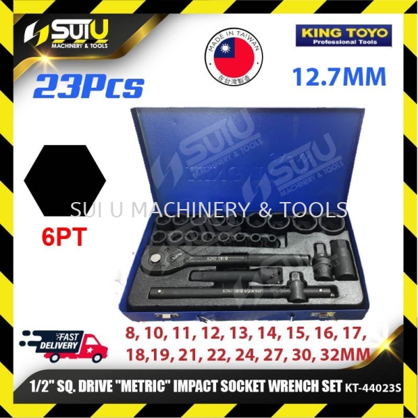 KING TOYO KT-44023S 23PCS 1/2" SQ.Drive Metric Impact Socket Wrench Set 12.7MM (6PT) Socket / Ratchet / Drive Tool Hand Tool Kuala Lumpur (KL), Malaysia, Selangor, Setapak Supplier, Suppliers, Supply, Supplies | Sui U Machinery & Tools (M) Sdn Bhd