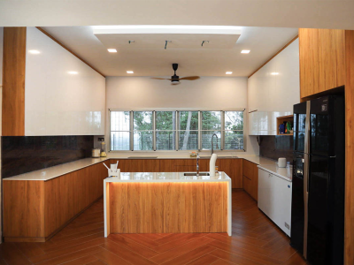 Kitchen Cabinets Modern White & Wood Interior Design Ideas-Renovation-Residential- Kluang, Johor 