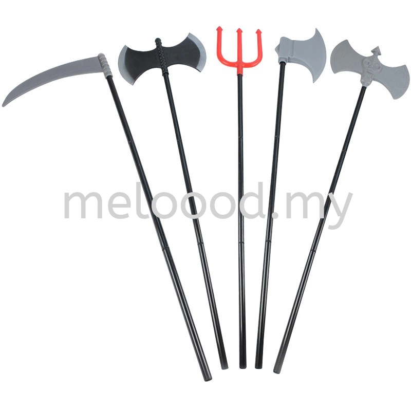 Ghost Mask Witches /  Hantu Topeng / Cosplay long face Halloween / Halloween Weapon Devil Fork