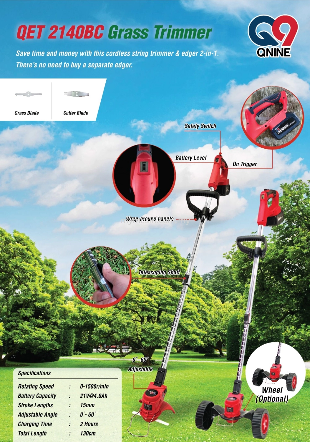 Q9 QET2140BC Cordless Grass Trimmer