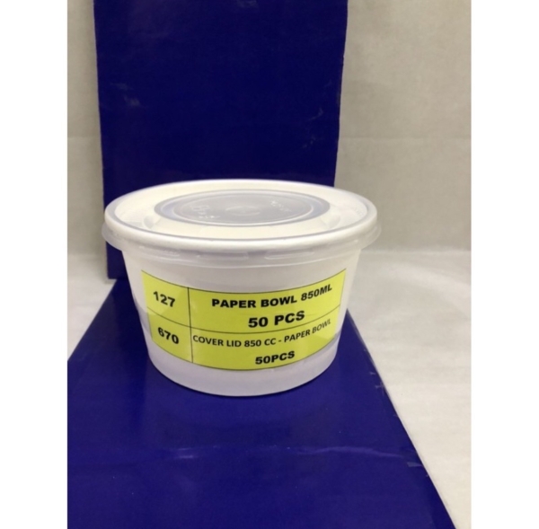 Paper Bowl 850ml with lid - 50pcs / pkt Paper Packing Products Johor, Malaysia, Batu Pahat Supplier, Suppliers, Supply, Supplies | BP PAPER & PLASTIC PRODUCTS SDN BHD