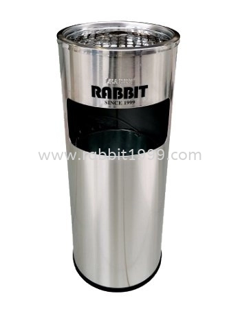 STAINLESS STEEL ROUND WASTE BIN c/w ashtray top - LD-RAB-092/A