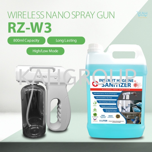 Wireless Nano Spray Gun RZ-W3 @ Free 5 Litre UltraEjau Instant Hygiene Sanitizer Free Gift Package Promotion Selangor, Malaysia, Kuala Lumpur (KL), Johor Bahru (JB), Penang, Perak Supplier, Suppliers, Supply, Supplies | Kualiti Alam Hijau (M) Sdn Bhd