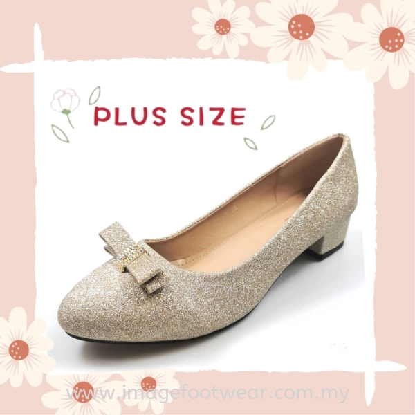 PlusSize Women 1 inch Heel Shoes- PS-221-2- GLITTER LIGHT GOLD Colour Plus Size Shoes Malaysia, Selangor, Kuala Lumpur (KL) Retailer | IMAGE FOOTWEAR COLLECTION SDN BHD
