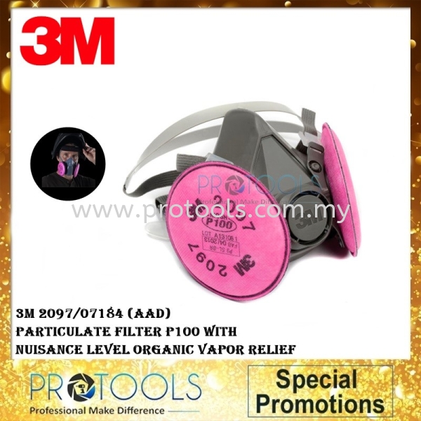 3M 2097/07184 (AAD) Particulate Filter P100 with Nuisance Level Organic Vapor Relief COVID-19 Johor Bahru (JB), Malaysia, Senai Supplier, Suppliers, Supply, Supplies | Protools Hardware Sdn Bhd