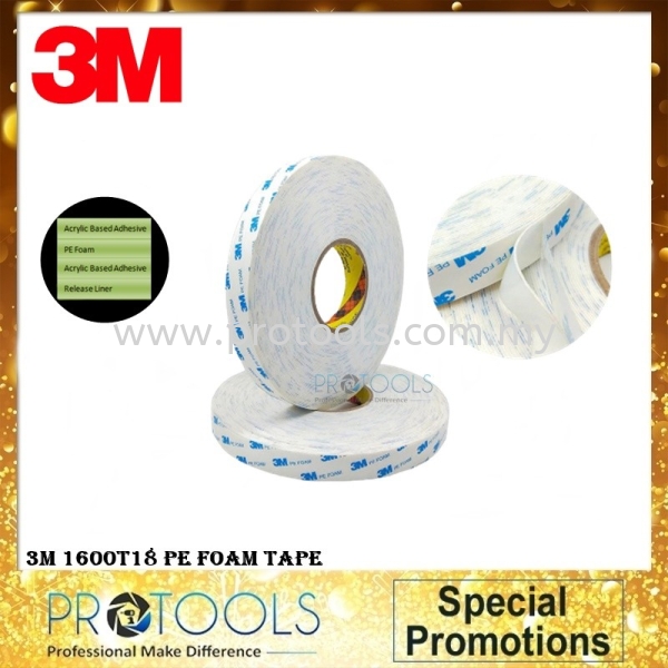 3M 1600T18 PE Foam Tape  Others Johor Bahru (JB), Malaysia, Senai Supplier, Suppliers, Supply, Supplies | Protools Hardware Sdn Bhd