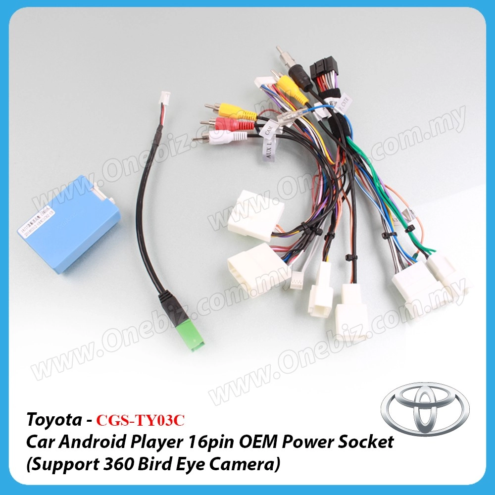 Toyota - Car Android Player 16 PIN OEM Power Socket with Canbus (Support 360 Bird Eye Camera) - CGS-TY03C