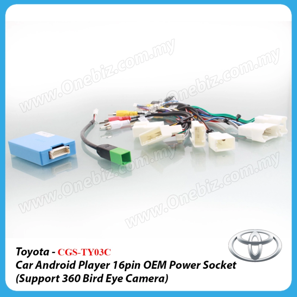 Toyota - Car Android Player 16 PIN OEM Power Socket with Canbus (Support 360 Bird Eye Camera) - CGS-TY03C