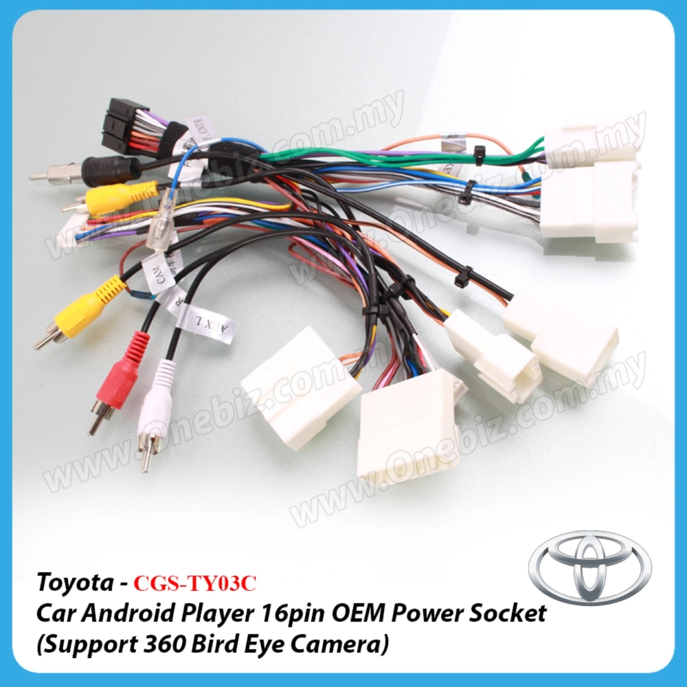 Toyota - Car Android Player 16 PIN OEM Power Socket with Canbus (Support 360 Bird Eye Camera) - CGS-TY03C