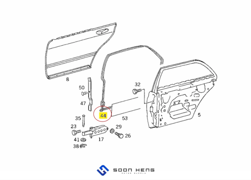 Mercedes-Benz W126 SEL - Rear Right Door Rubber Seal/ Weatherstrip (MEYLE)