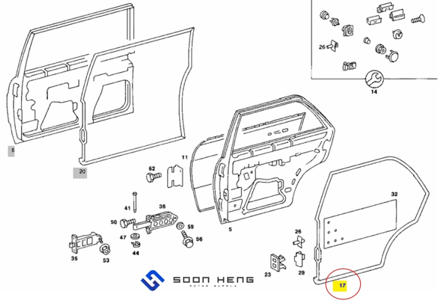 Mercedes-Benz W123 - Rear Left Door Rubber Seal/ Weatherstrip (LEMFORDER)