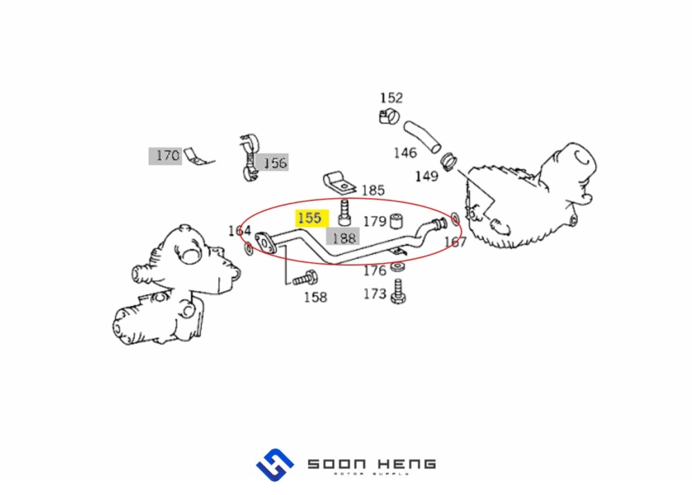 Mercedes-Benz with Engine M104 - Engine Oil Cooler Line (Original MB)