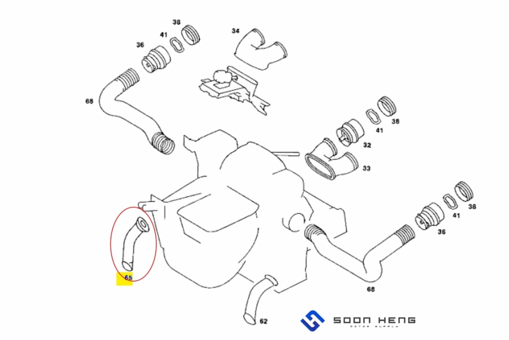 Mercedes-Benz W123, C123 and S123 - Right Heating and Ventilation Air Guide Hose (Original MB)