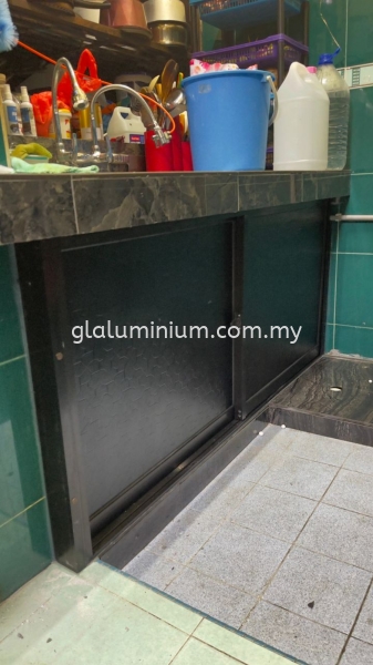 aluminium ( MB + Naco tinter black) @bt 14,ulu langat  aluminiun Cabinet sliding door Selangor, Malaysia, Kuala Lumpur (KL), Cheras Supplier, Installation, Supply, Supplies | GL GLASS & ALUMINIUM TRADING