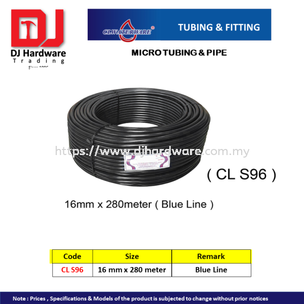 CL WATERWARE TUBING & FITTING MICRO TUBING PIPE 16MM X 280M BLUE LINE CLS96  (CL) GARDEN AGRICULTURE ACCESSORY HAND TOOLS TOOLS & EQUIPMENTS Selangor, Malaysia, Kuala Lumpur (KL), Sungai Buloh Supplier, Suppliers, Supply, Supplies | DJ Hardware Trading (M) Sdn Bhd