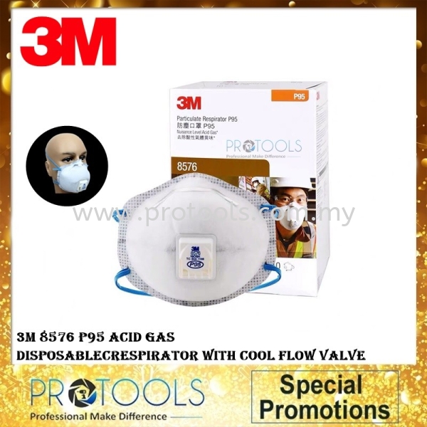 3M 8576 P95 Acid Gas Disposable Respirator With Cool Flow Valve COVID-19 Johor Bahru (JB), Malaysia, Senai Supplier, Suppliers, Supply, Supplies | Protools Hardware Sdn Bhd