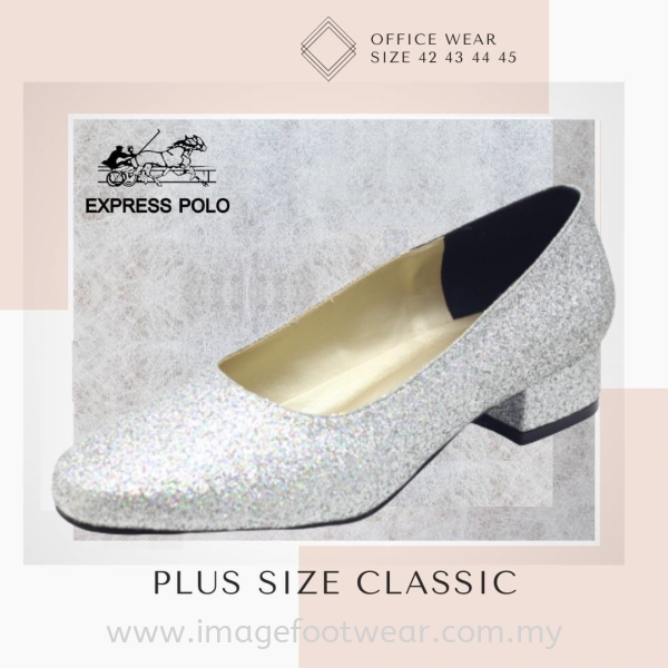 PlusSize Women 1 inch Heel Shoe- PS-1208 GLITTER SILVER Colour Plus Size  Shoes Malaysia, Selangor,