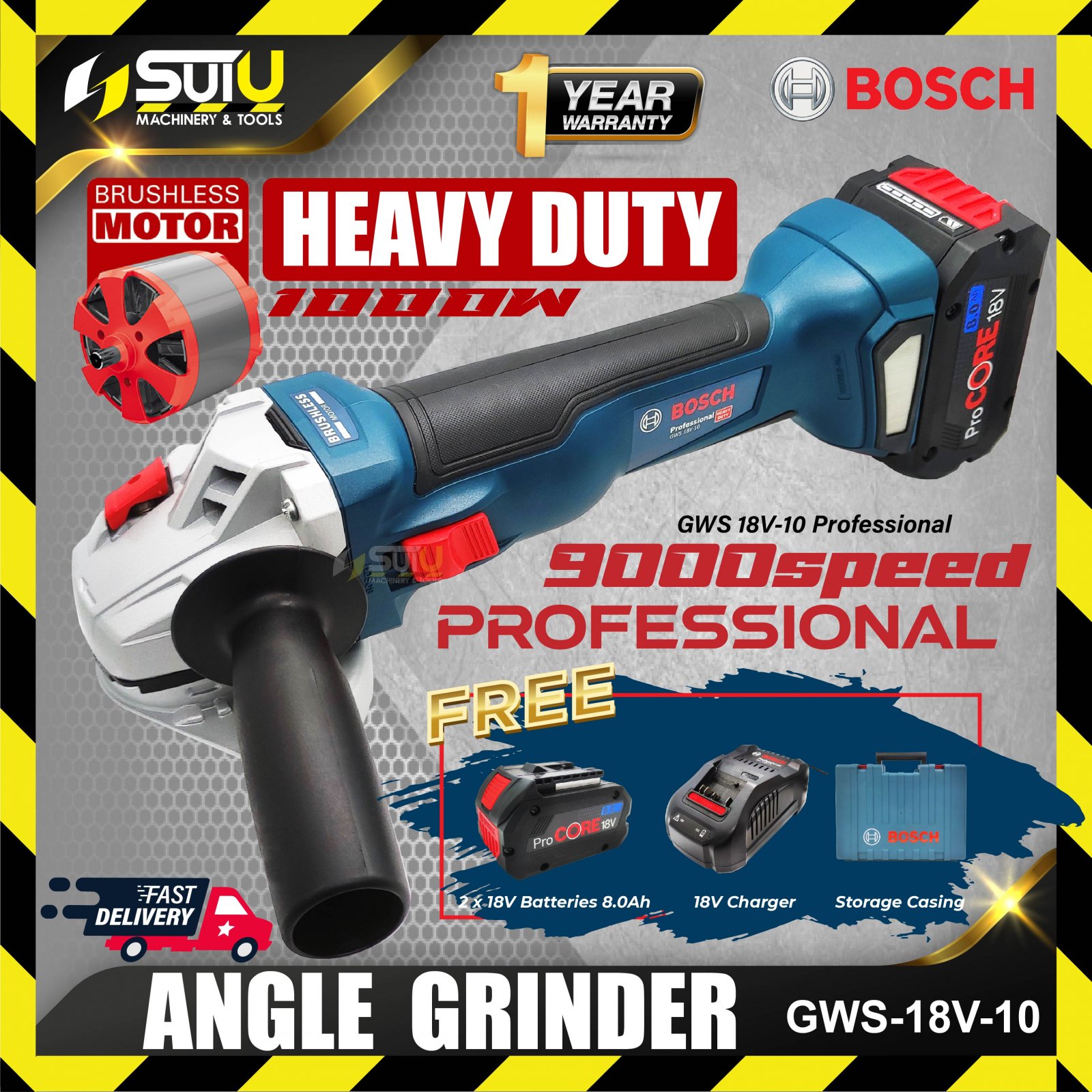 BOSCH GWS 18V 10 4 100mm EC Brushless Cordless Angle Grinder