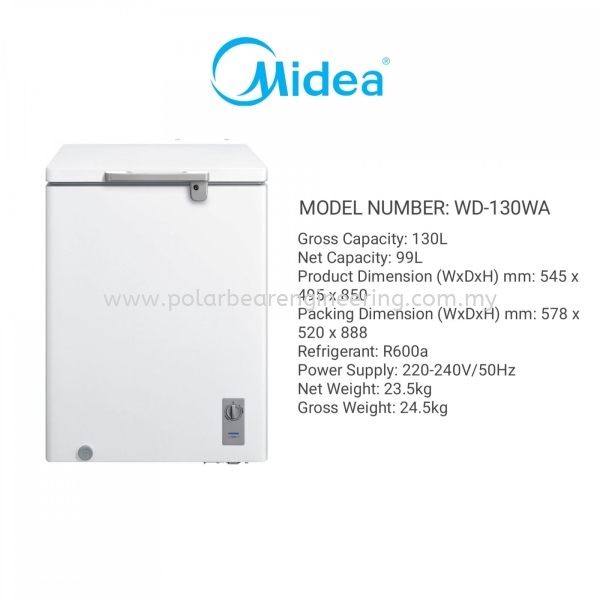 MIDEA CHEST FREEZER WD-130W MIDEA CHEST FREEZER COMMERCIAL REFRIGERATION Sabah, Malaysia, Tawau Supplier, Suppliers, Supply, Supplies | Polar Bear Engineering Sdn Bhd