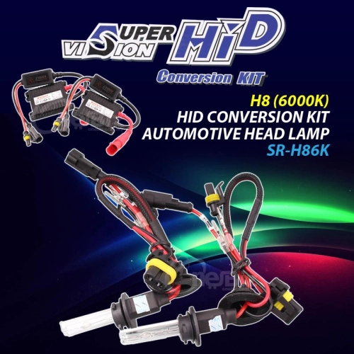 Super Vision HID Conversion Kit - H8 (6000K) HID Conversion Kit Automotive Head Lamp - SR-H86K