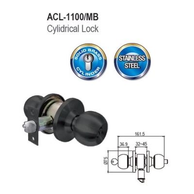                  Armor Cylindrical Lock Matt Black 